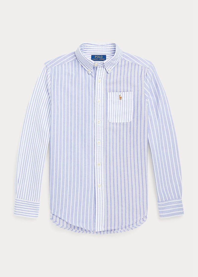 Camisas Ralph Lauren Niño 6-14 Años Striped Cotton Oxford Fun Chile Azules BHOMC-2903